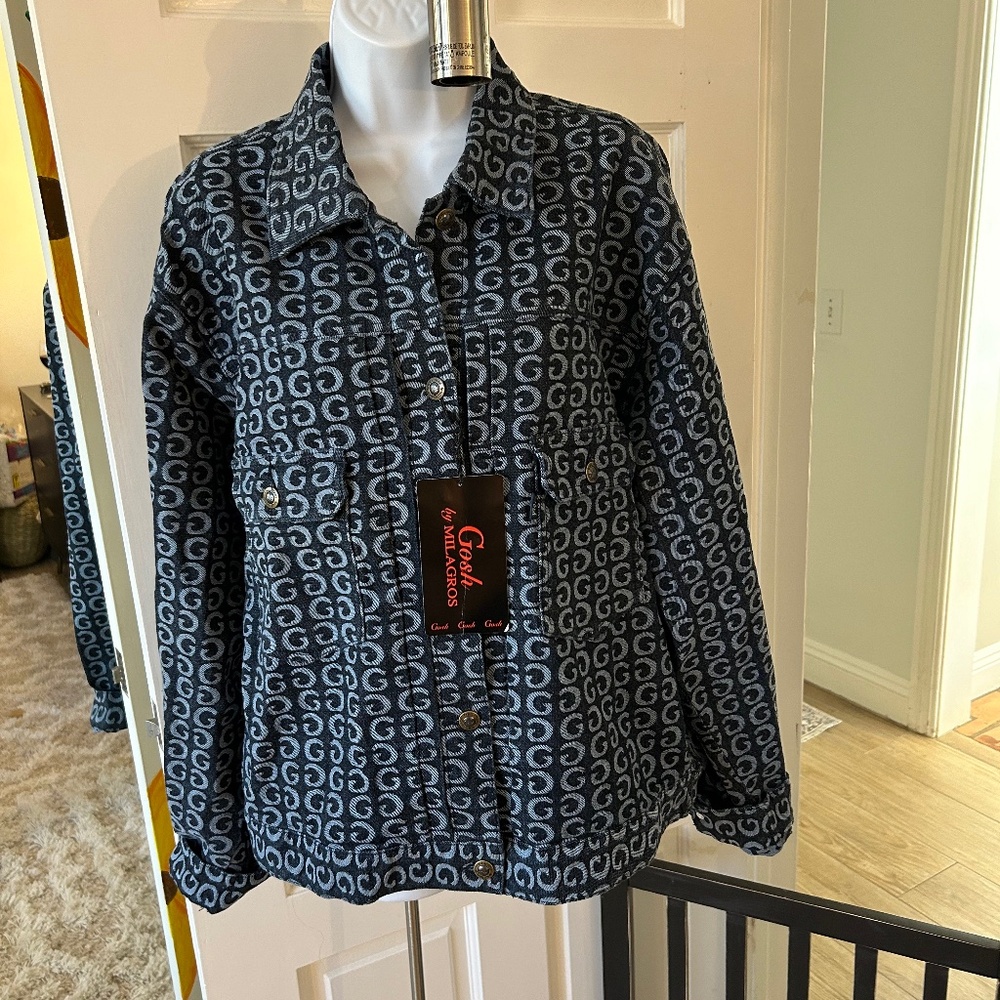 Milagros Blue Logo Jean Jacket Size XL-XXL